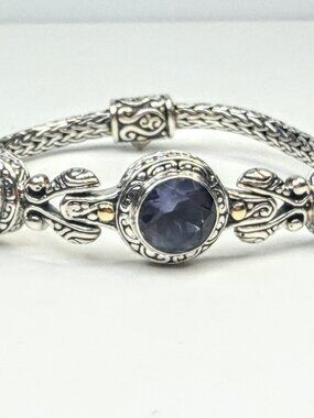 Vintage Barbara Bixby Sterling 18K Gold Iolite Bracelet JR1592